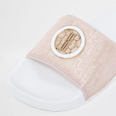 Beige 'RIR' monogram sliders