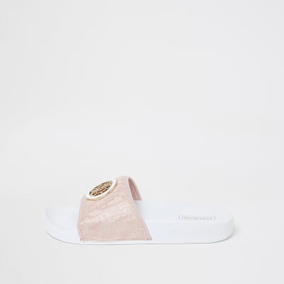 Beige 'RIR' monogram sliders