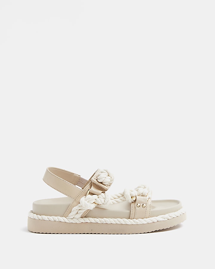 Beige rope detail chunky sandals
