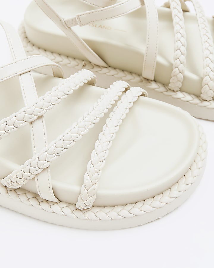 Beige rope flatform sandals