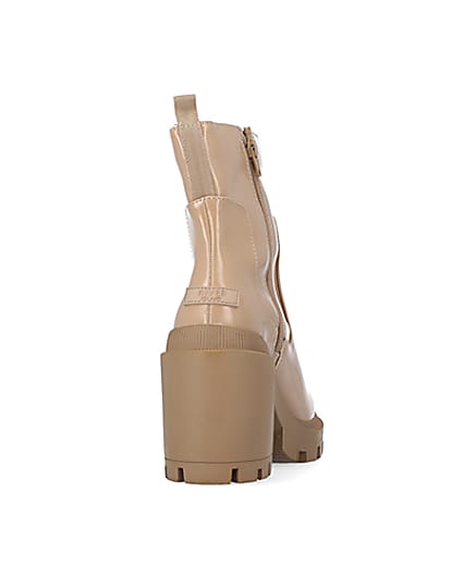 360 degree animation of product Beige rubber heeled ankle boots frame-10