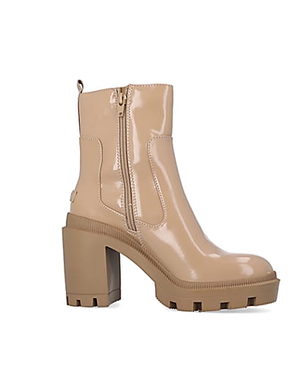 360 degree animation of product Beige rubber heeled ankle boots frame-16