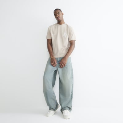 Beige Short Sleeve Regular Fit Crane T-shirt