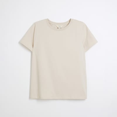 Beige shoulder pad t shirt sale