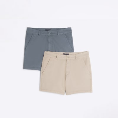 Beige Skinny Fit Chino Shorts 2 Pack