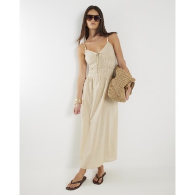 Beige Sleeveless Cornelli Maxi Beach Dress