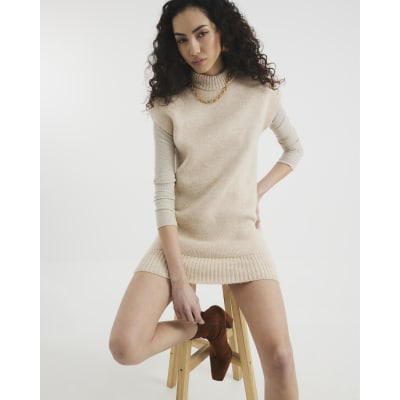 Embellished Mesh-knit Mini Dress - Cream - Ladies | H&M US