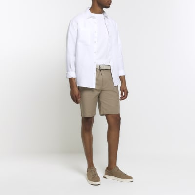 River island best sale white belted shorts