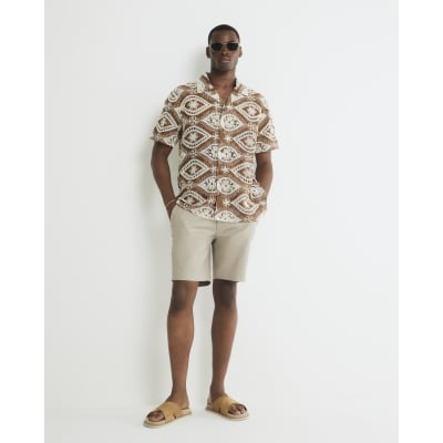 Beige Slim Fit Chino Shorts