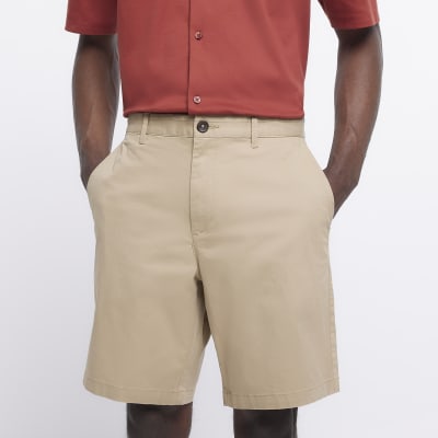 Beige slim fit chino shorts River Island