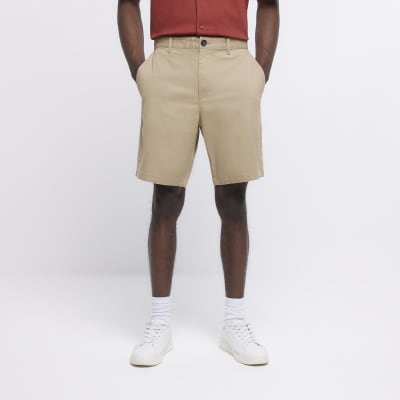 Beige slim fit chino shorts River Island