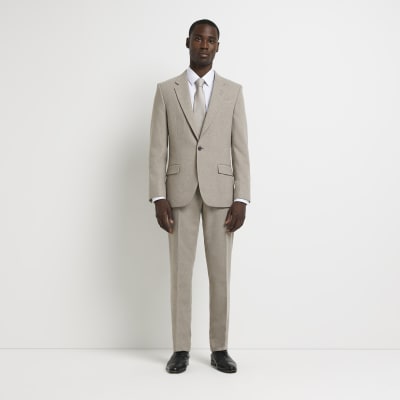 Beige skinny suit sale