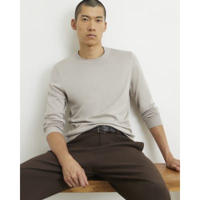 Beige Slim Fit Knit Jumper