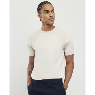 Beige Slim Fit Premium Knit T-shirt