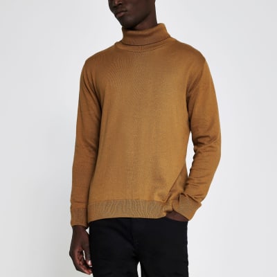 beige polo neck jumper