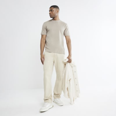Beige Slim Fit Short Sleeve T-Shirt