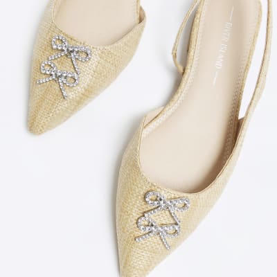 Beige slingback pointed shoes | River Island