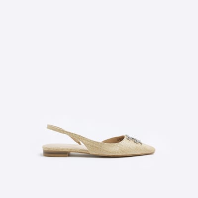Beige slingback pointed shoes | River Island