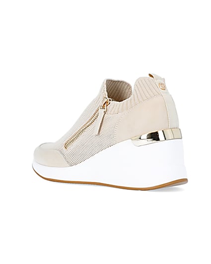 360 degree animation of product Beige slip on wedge trainers frame-6