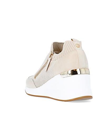 360 degree animation of product Beige slip on wedge trainers frame-7