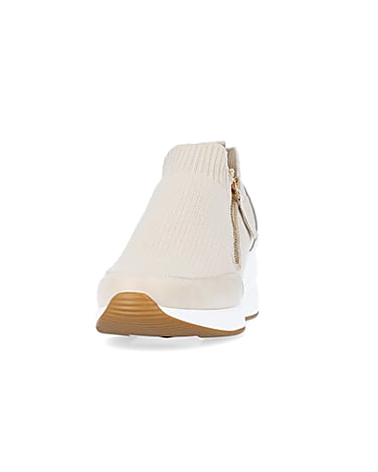 360 degree animation of product Beige slip on wedge trainers frame-22