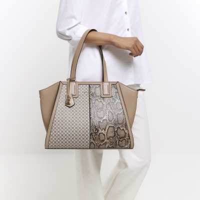 Beige snake shop print bag