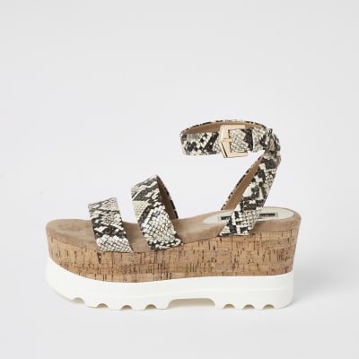snake print wedge sandals