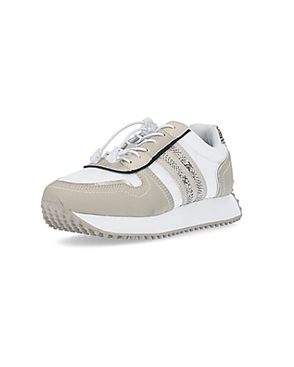 360 degree animation of product Beige snake print trainers frame-0