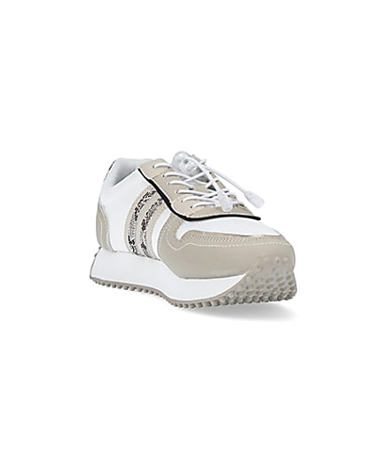 360 degree animation of product Beige snake print trainers frame-19