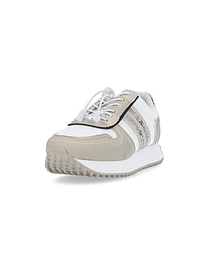 360 degree animation of product Beige snake print trainers frame-23