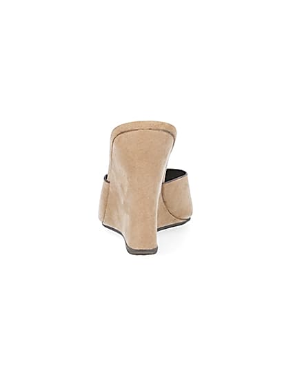 360 degree animation of product Beige square open toe wedges frame-9