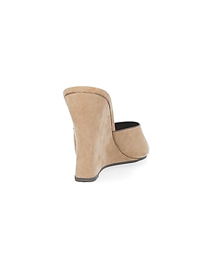 360 degree animation of product Beige square open toe wedges frame-10