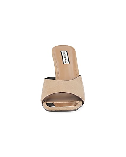 360 degree animation of product Beige square open toe wedges frame-21