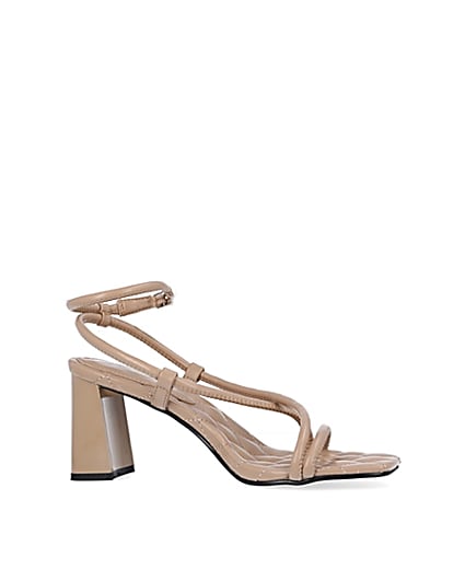 360 degree animation of product Beige square toe strappy sandals frame-16