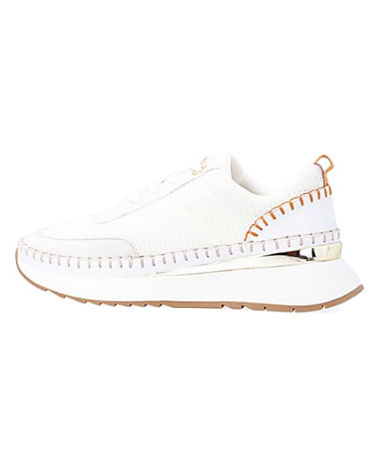 360 degree animation of product Beige stitch detail trainers frame-4