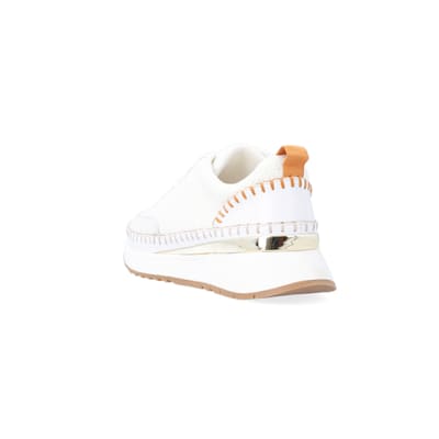 360 degree animation of product Beige stitch detail trainers frame-7