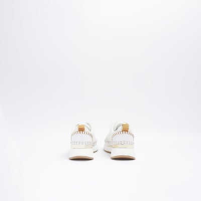 Beige stitch detail trainers