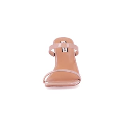 360 degree animation of product Beige strappy heeled mules frame-21