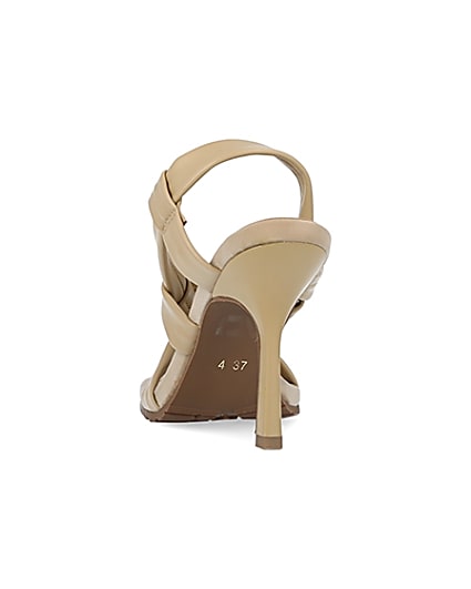 360 degree animation of product Beige strappy heeled sandals frame-8