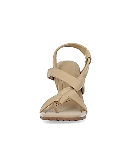 360 degree animation of product Beige strappy heeled sandals frame-21
