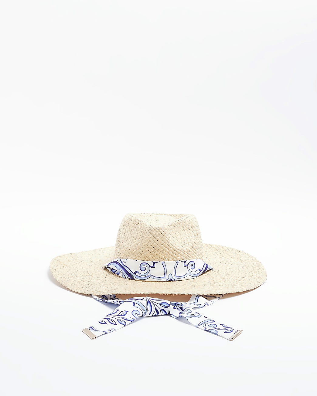 riverisland.com | Beige Straw Scarf Detail Hat
