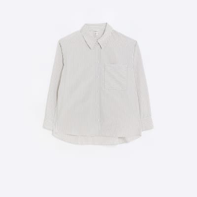 Beige stripe boyfriend shirt River Island