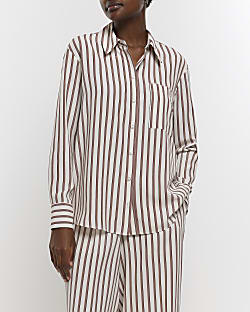 Beige striped oversized shirt