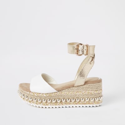 gold studded flatforms