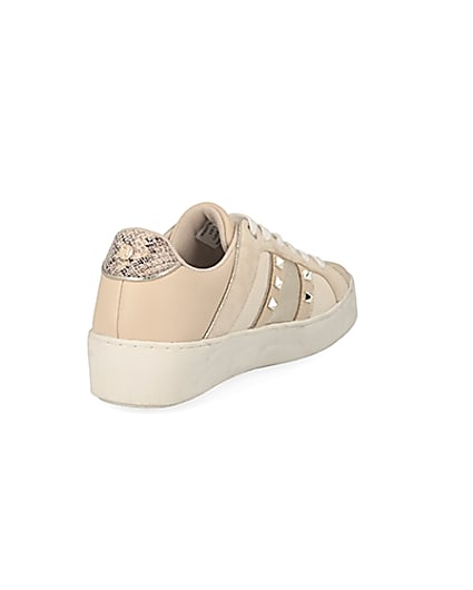 360 degree animation of product Beige studded lace-up trainers frame-11