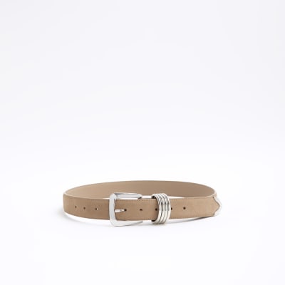 Beige suede belt River Island