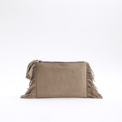 Beige on sale suede clutch