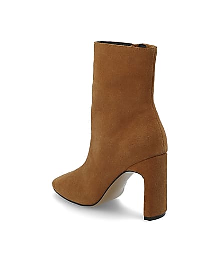 360 degree animation of product Beige suede heeled ankle boot frame-6