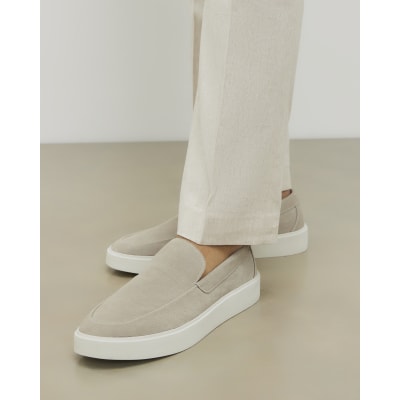 Beige Suede Loafers