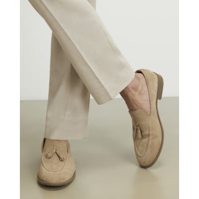 Beige Suede Tassel Loafers | River Island display picture 1